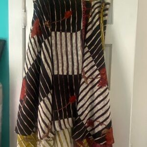 Striped Silk Floral Women's Wrap Skirt